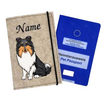 Impfpasshülle für die Hunderasse Collie Langhaar tri color